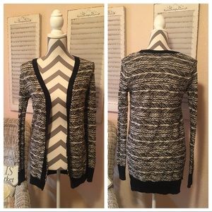 Black and White Open Front Sweater/Cardigan